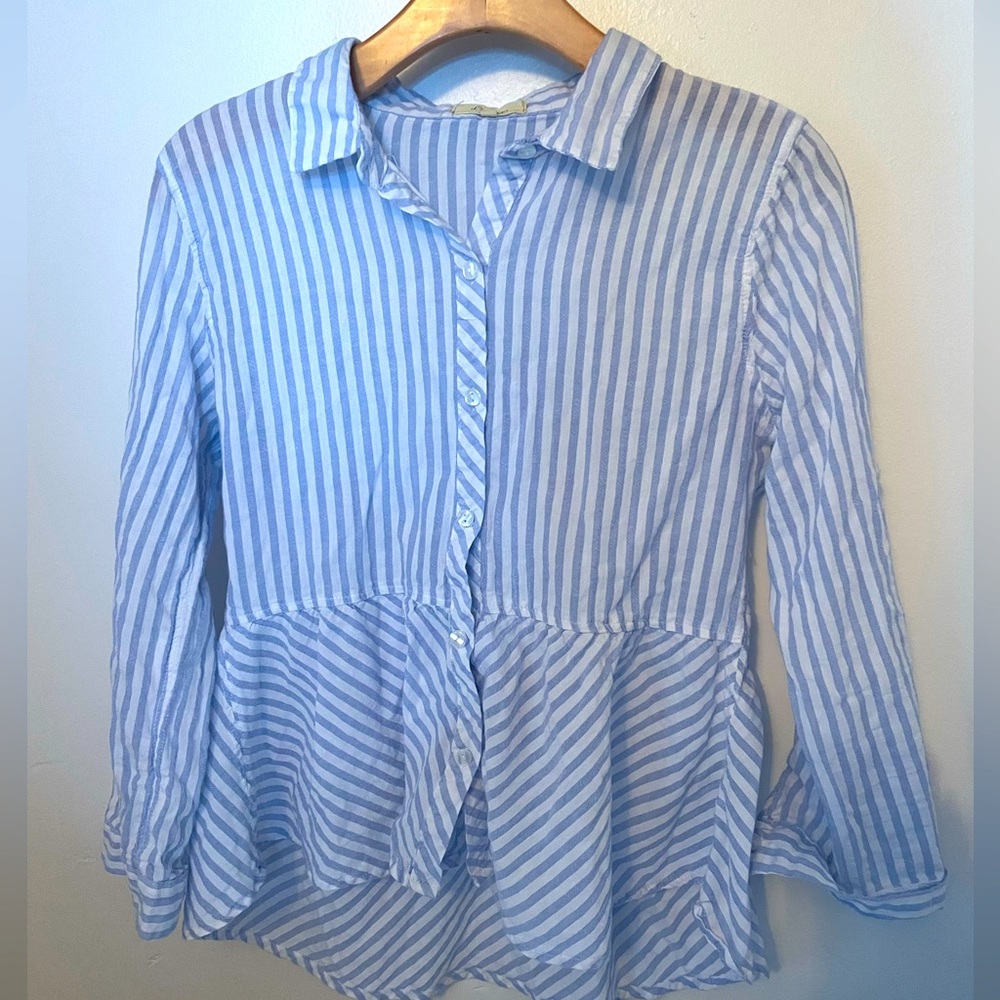 love Notes peplum cotton button down top medium junior